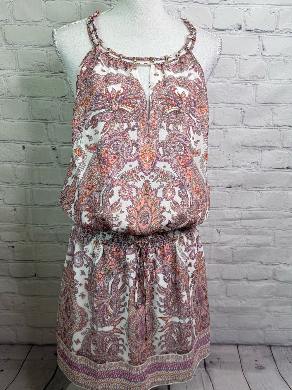 White House Black Market Paisley Sleeveless Lined Dress Large